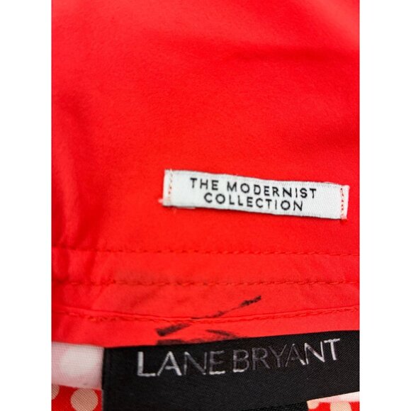 Lane Bryant Womens Size 28 Orange Modernist Collection A Line Skirt Polka Dot - Picture 4 of 6